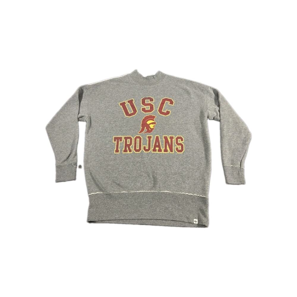 47 Brand USC Trojans Sweatshirt Men's Sz M Gray Mock Neck Pullover Long Sleeve